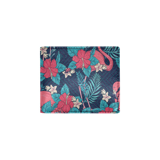 Flamingo Red Hibiscus  Pattern Men's ID Card Wallet