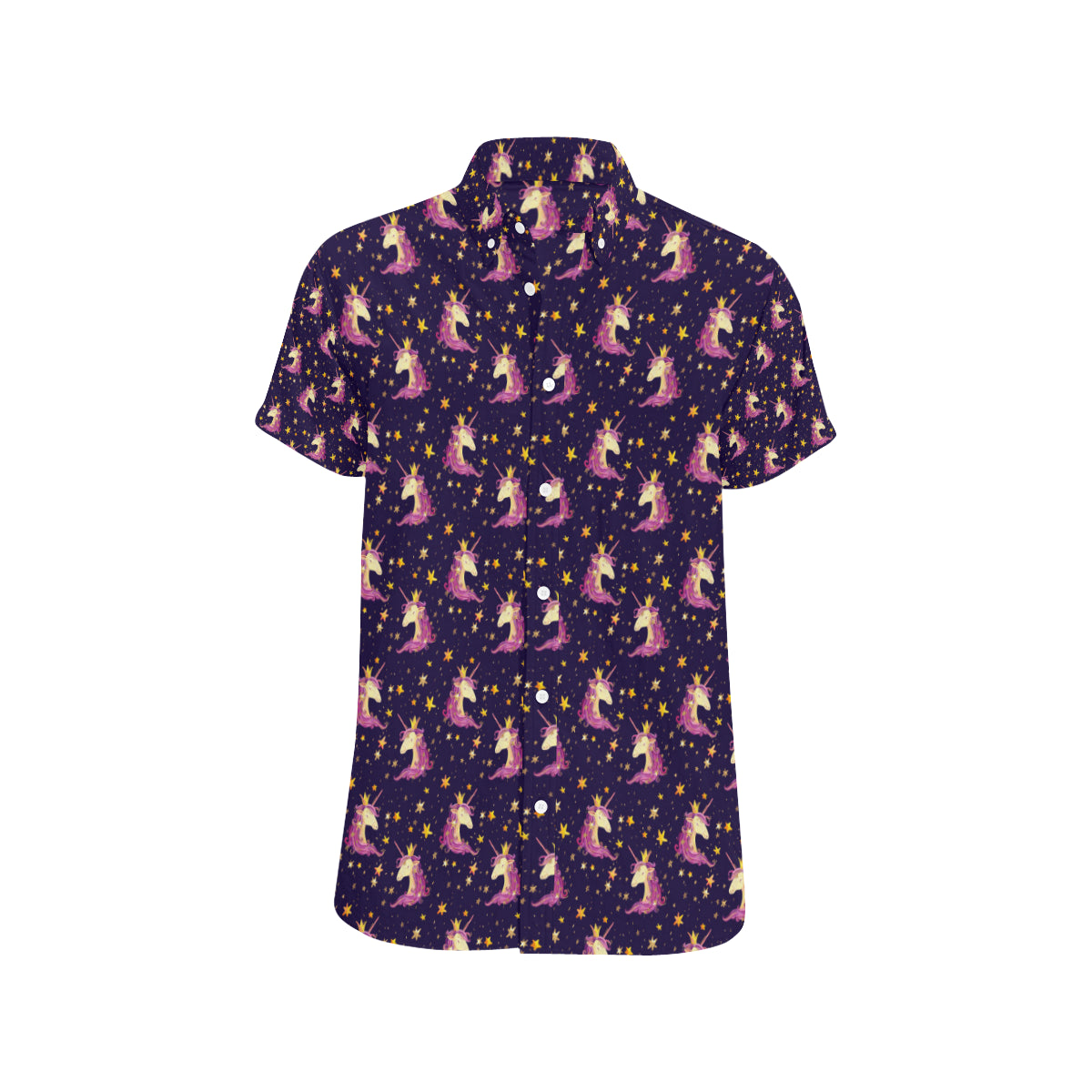 Unicorn Princess Star Sparkle Men's Short Sleeve Button Up Shirt