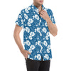 Hibiscus Pattern Print Design HB03 Men's Short Sleeve Button Up Shirt