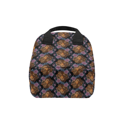 Tiger Head Floral Insulated Lunch Bag