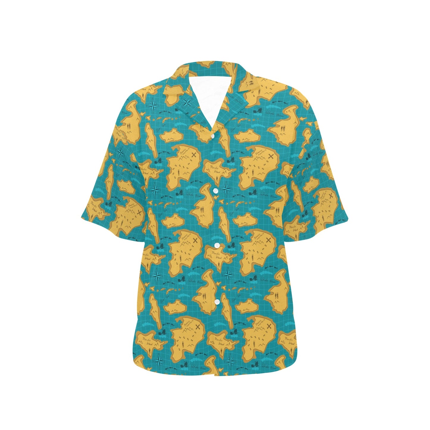 World Map Print Design LKS301 Women's Hawaiian Shirt