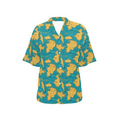 World Map Print Design LKS301 Women's Hawaiian Shirt