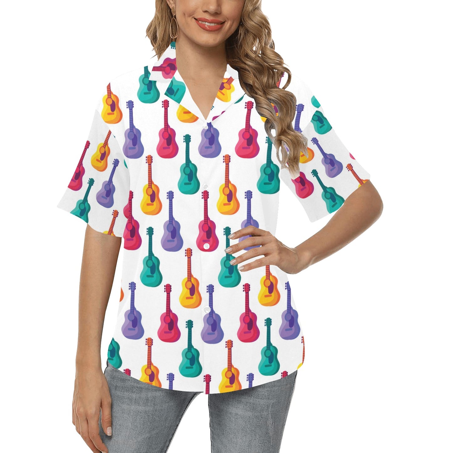 Acoustic Guitar Print Design LKS406 Women's Hawaiian Shirt