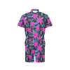 Neon Pink Hibiscus Pattern Print Design HB015 Men's Romper