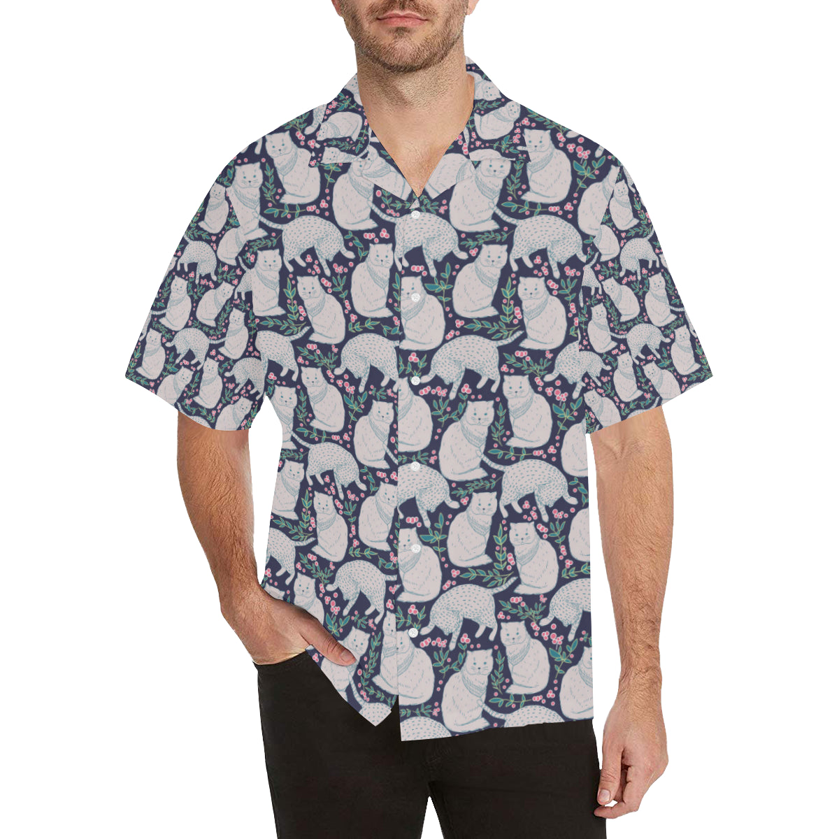 Cat Pattern Print Design 06 Men's Hawaiian Shirt