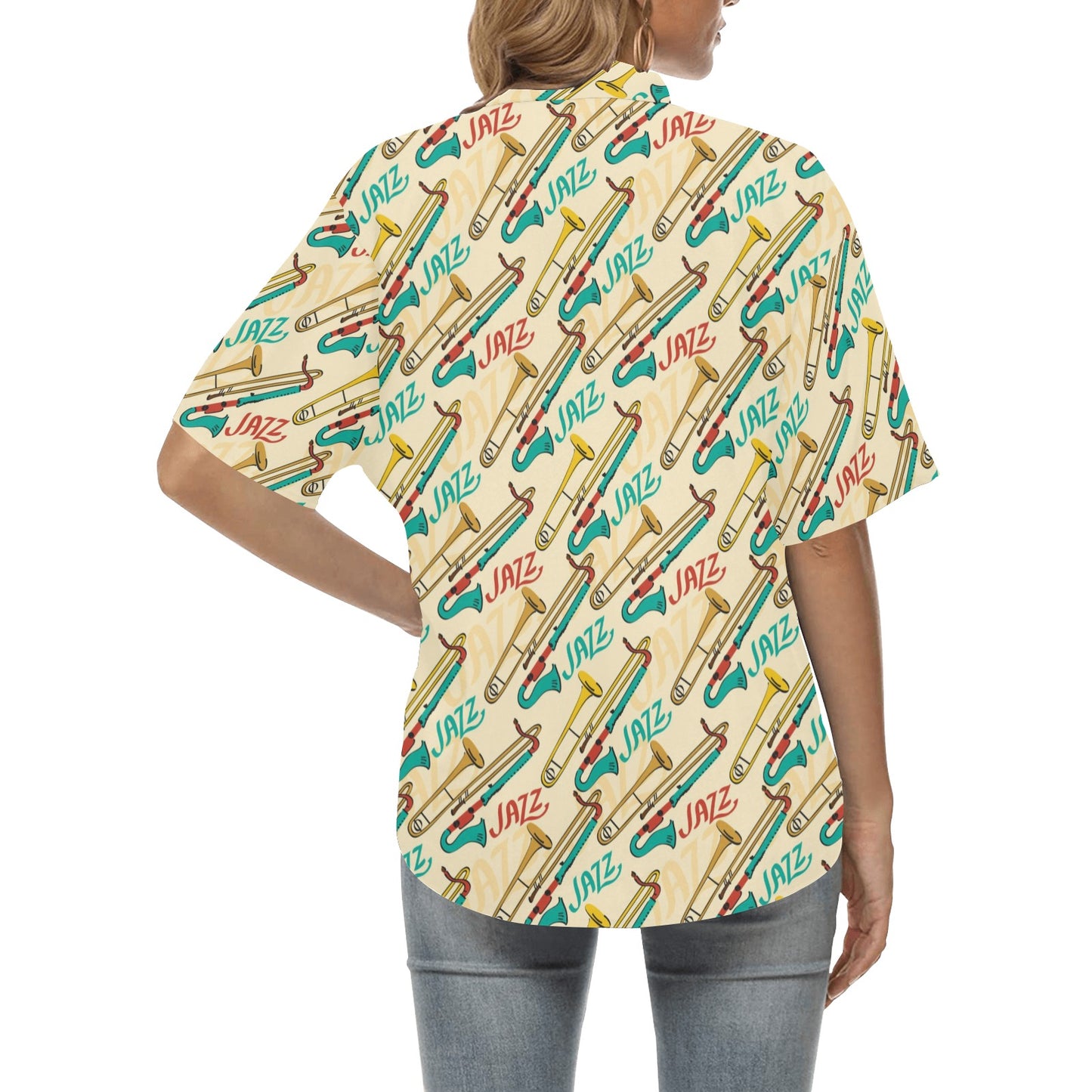 Trombone Pattern Print Design 03 Women's Hawaiian Shirt