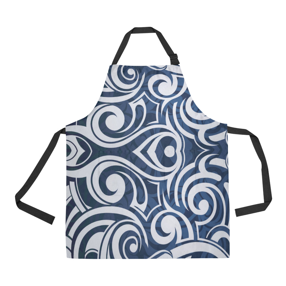 Maori Pattern Print Design 01 Apron with Pocket