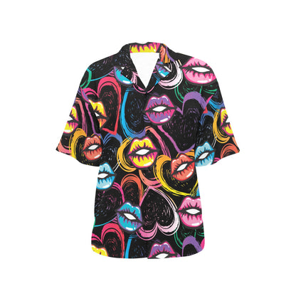 Pop Art Lip Pattern Print Design A03 Women's Hawaiian Shirt