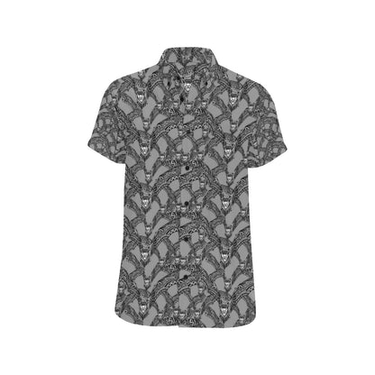 Bat Pattern Print Design 04 Men's Short Sleeve Button Up Shirt