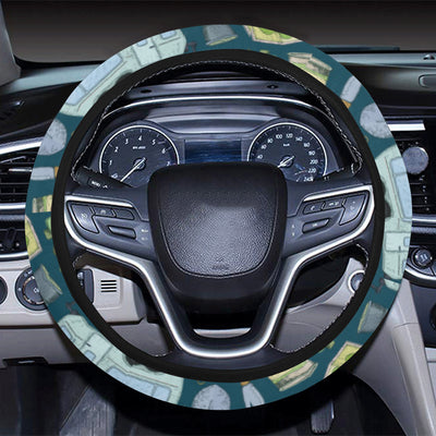 Camping Pattern Print Design 02 Steering Wheel Cover with Elastic Edge