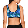 Blue Neon Sea Turtle Print Sports Bra