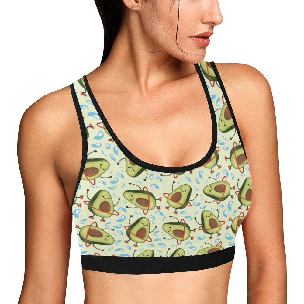 Avocado Pattern Print Design AC02 Sports Bra
