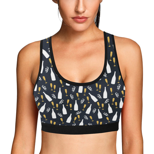 Champagne Pattern Print Design 01 Sports Bra