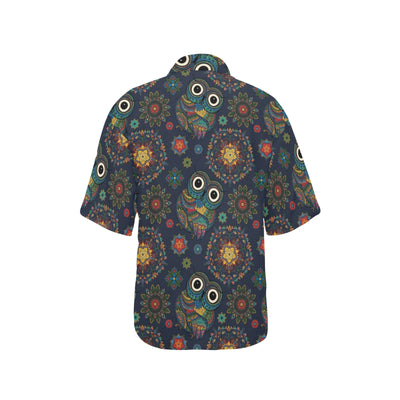 Owl Boho Style Pattern Print Design A04 Women's Hawaiian Shirt