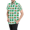 Alien UFO Pattern Print Design 04 Men's Short Sleeve Button Up Shirt