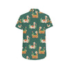 Llama Cactus Pattern Print Design 07 Men's Short Sleeve Button Up Shirt