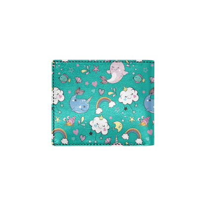Narwhal Pattern Print Design 04 Men's ID Card Wallet
