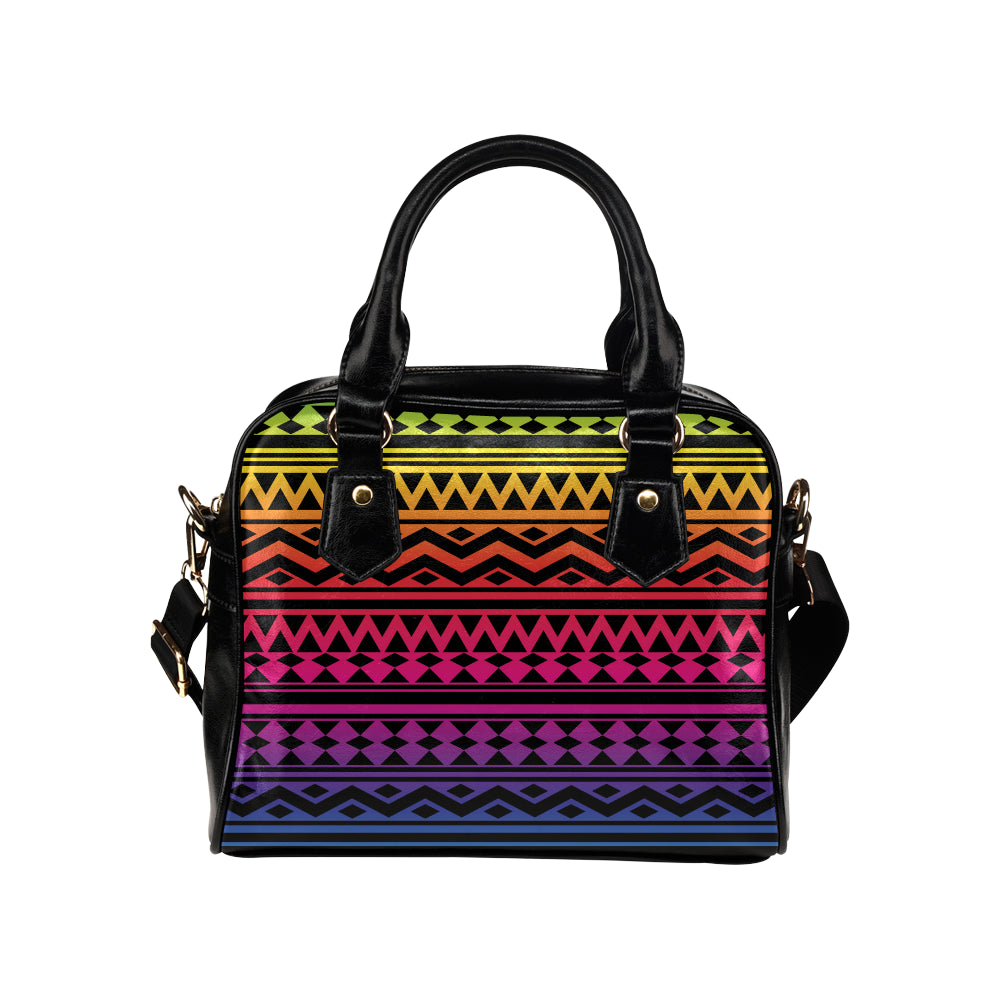 Rainbow Tribal Pattern Print Design A02 Shoulder Handbag