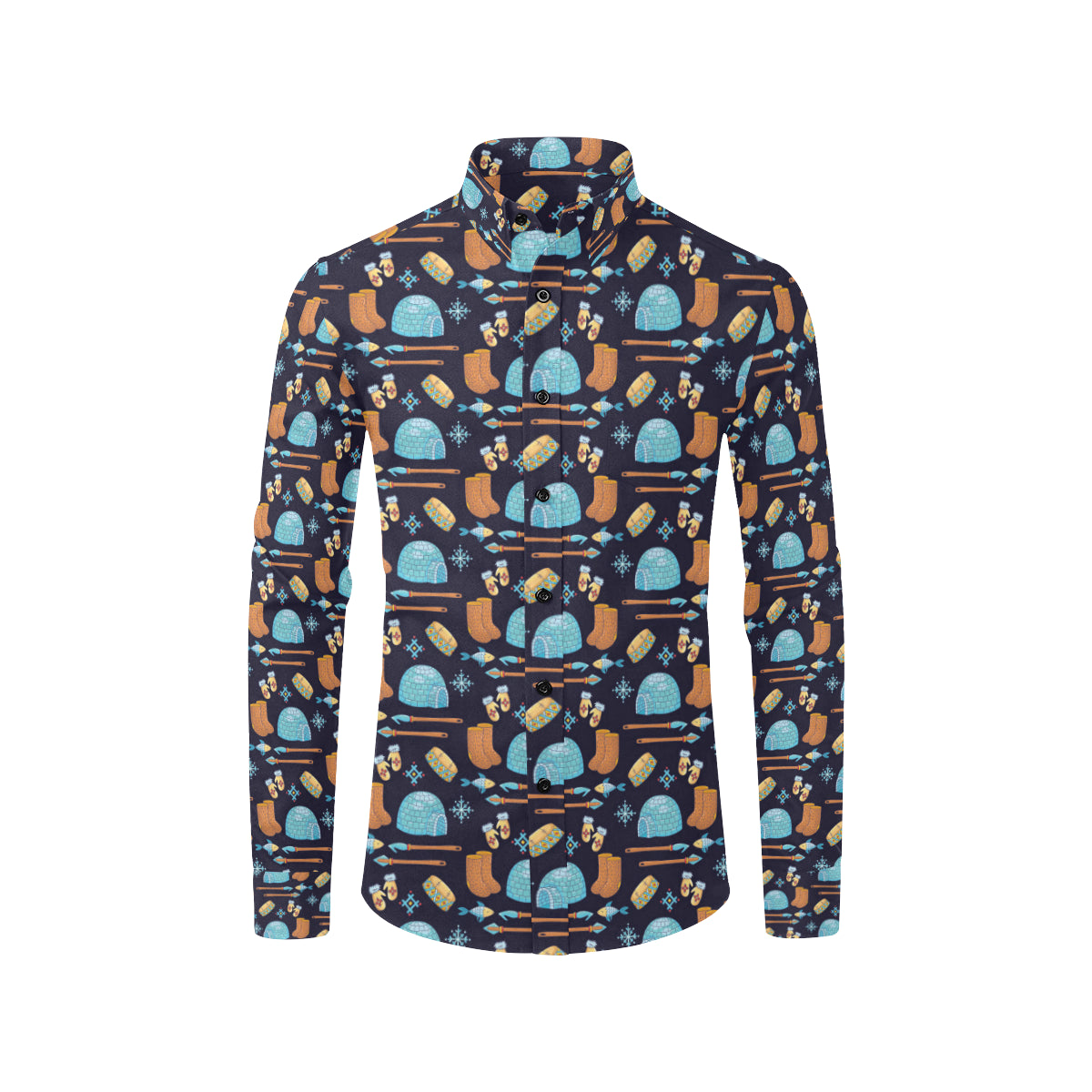 Eskimo Pattern Print Design 02 Men's Long Sleeve Shirt