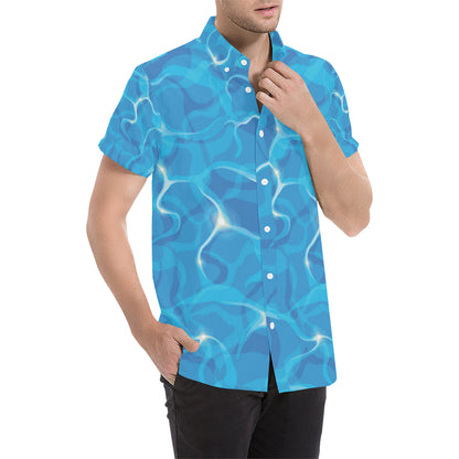 Ocean Reflex Pattern Print Design A02 Men's Short Sleeve Button Up Shirt