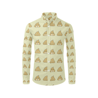 Poop Emoji Pattern Print Design A04 Men's Long Sleeve Shirt