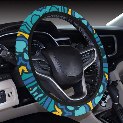 Kaleidoscope Pattern Print Design 04 Steering Wheel Cover with Elastic Edge