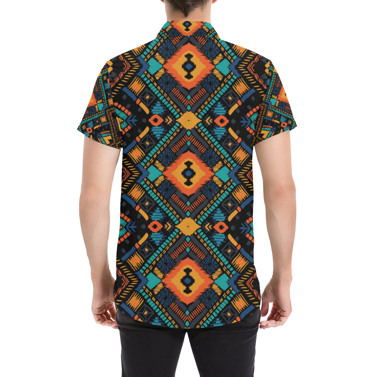 Kente Pattern Print Design 04 Men's Short Sleeve Button Up Shirt
