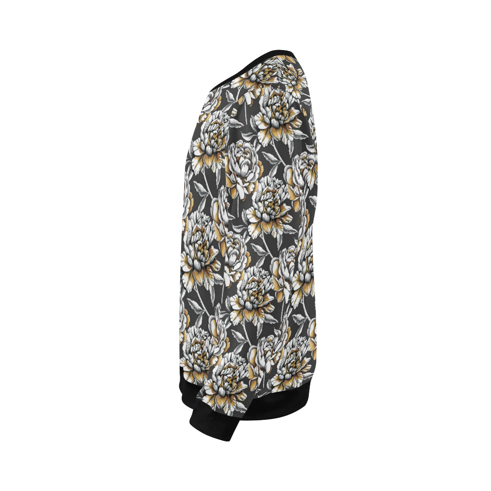 Peony Pattern Print Design PE06 Men Long Sleeve Sweatshirt