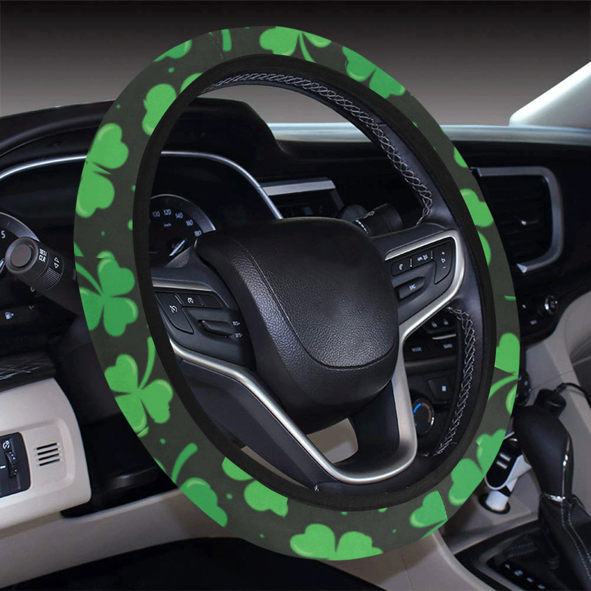 Clover  Pattern Print Design 04 Steering Wheel Cover with Elastic Edge