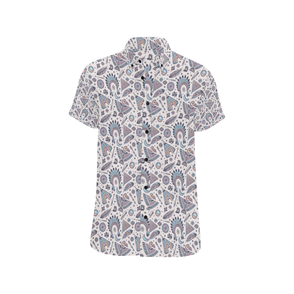 Eagles Native American Indian Symbol Men's Short Sleeve Button Up Shirt
