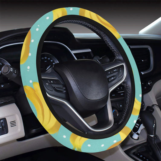 Banana Pattern Print Design BA02 Steering Wheel Cover with Elastic Edge