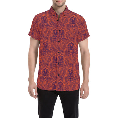 Leo Pattern Print Design 01 Men's Short Sleeve Button Up Shirt