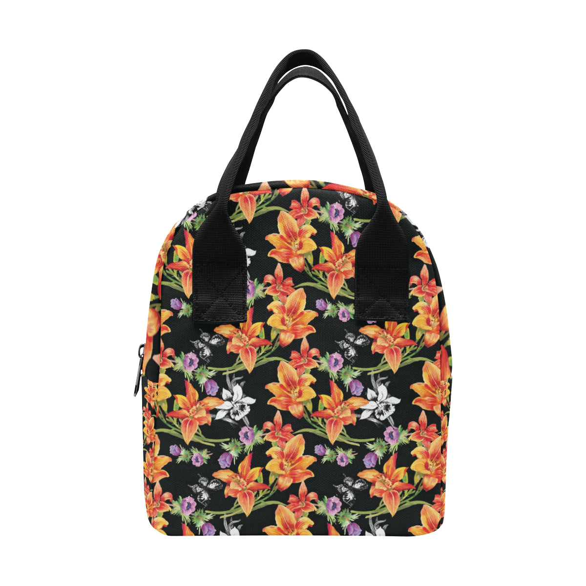 Tropical Flower Pattern Print Design TF02 Insulated Lunch Bag