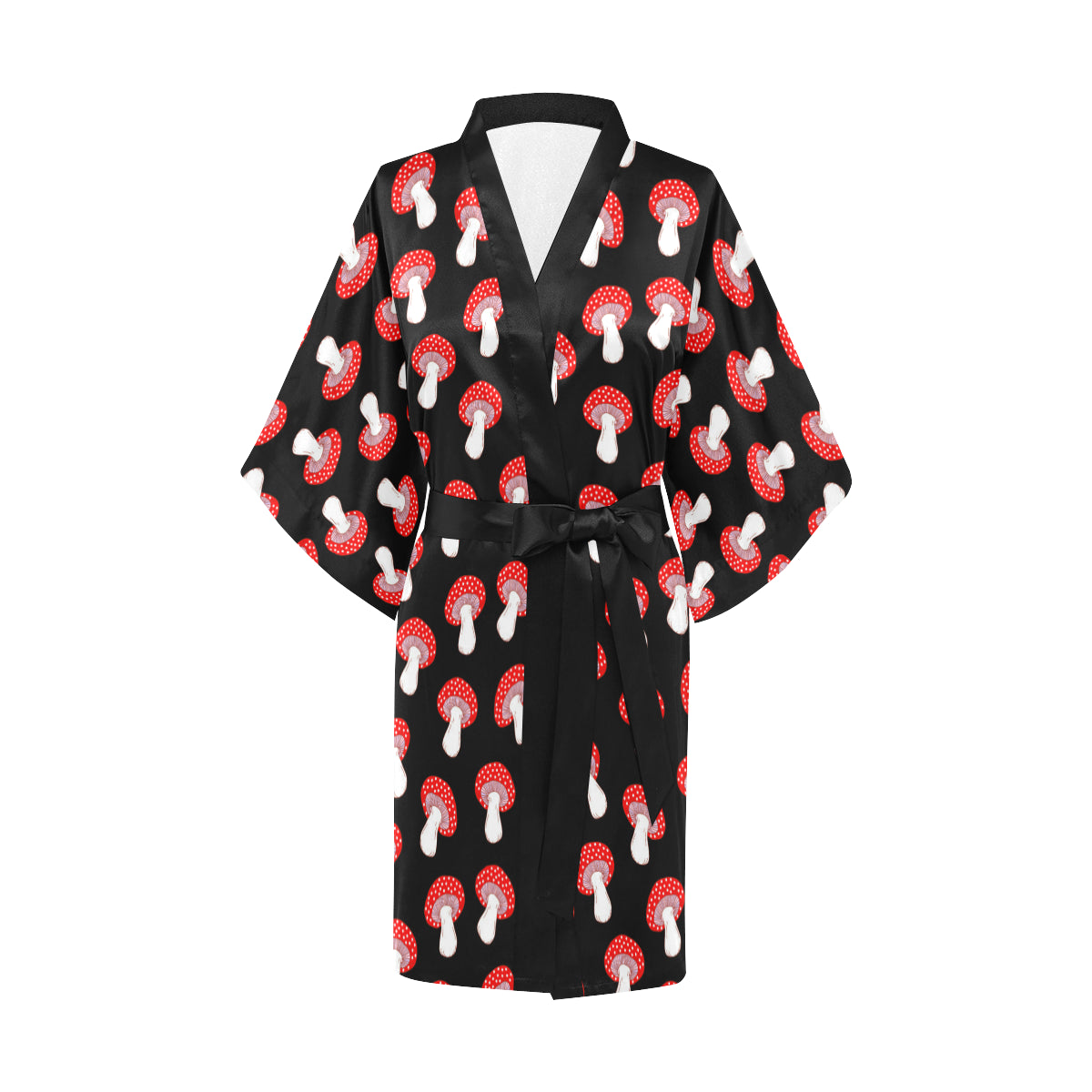 Mushroom Pattern Print Design A02 Women's Short Kimono