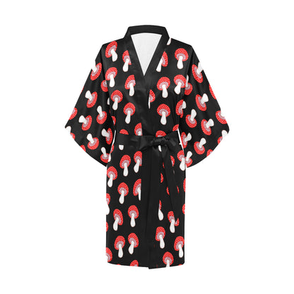 Mushroom Pattern Print Design A02 Women's Short Kimono