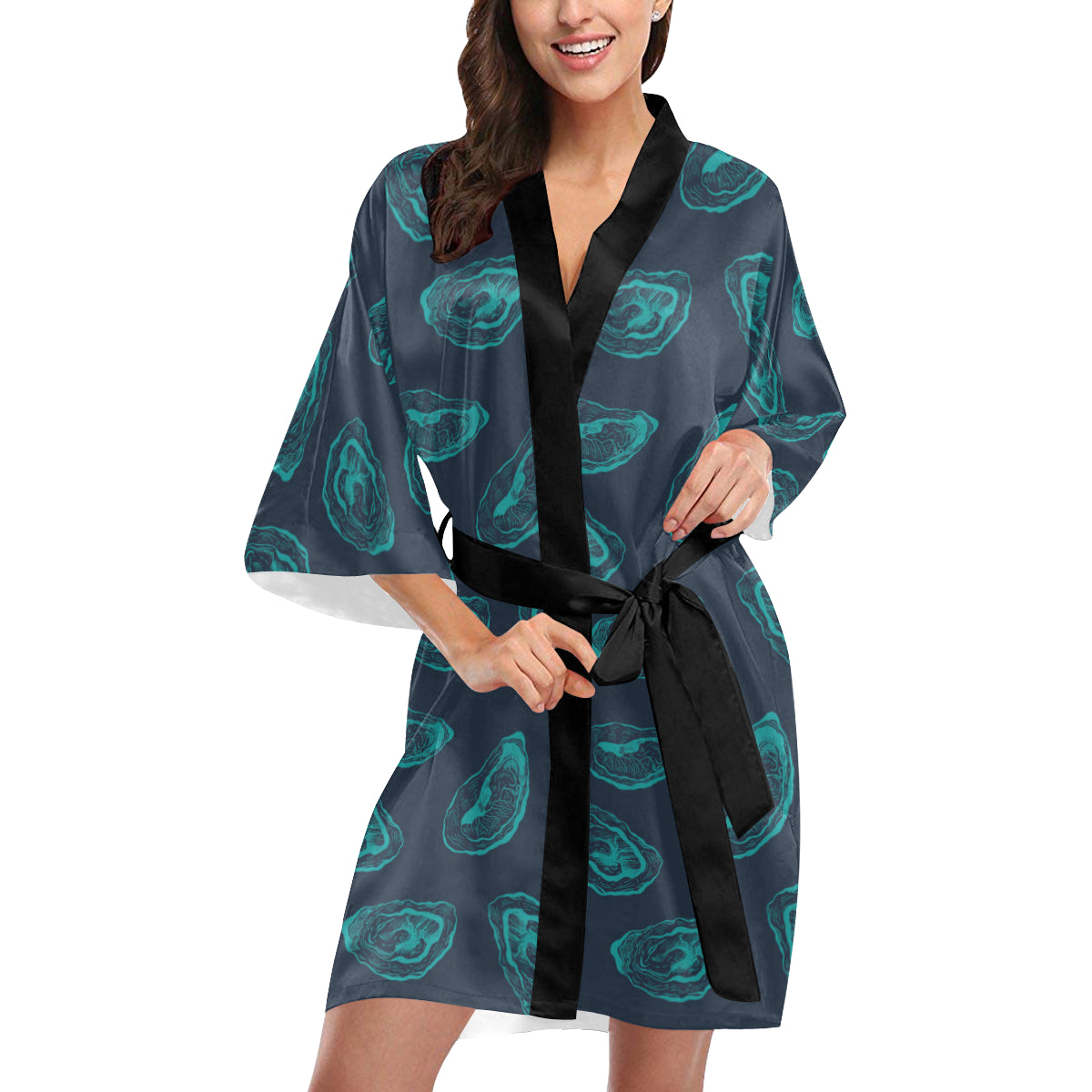 Oyster Pattern Print Design 01 Women's Short Kimono