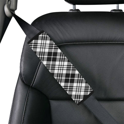 Plaid Black White Pattern Print Design A02 Car Seat Belt Cover