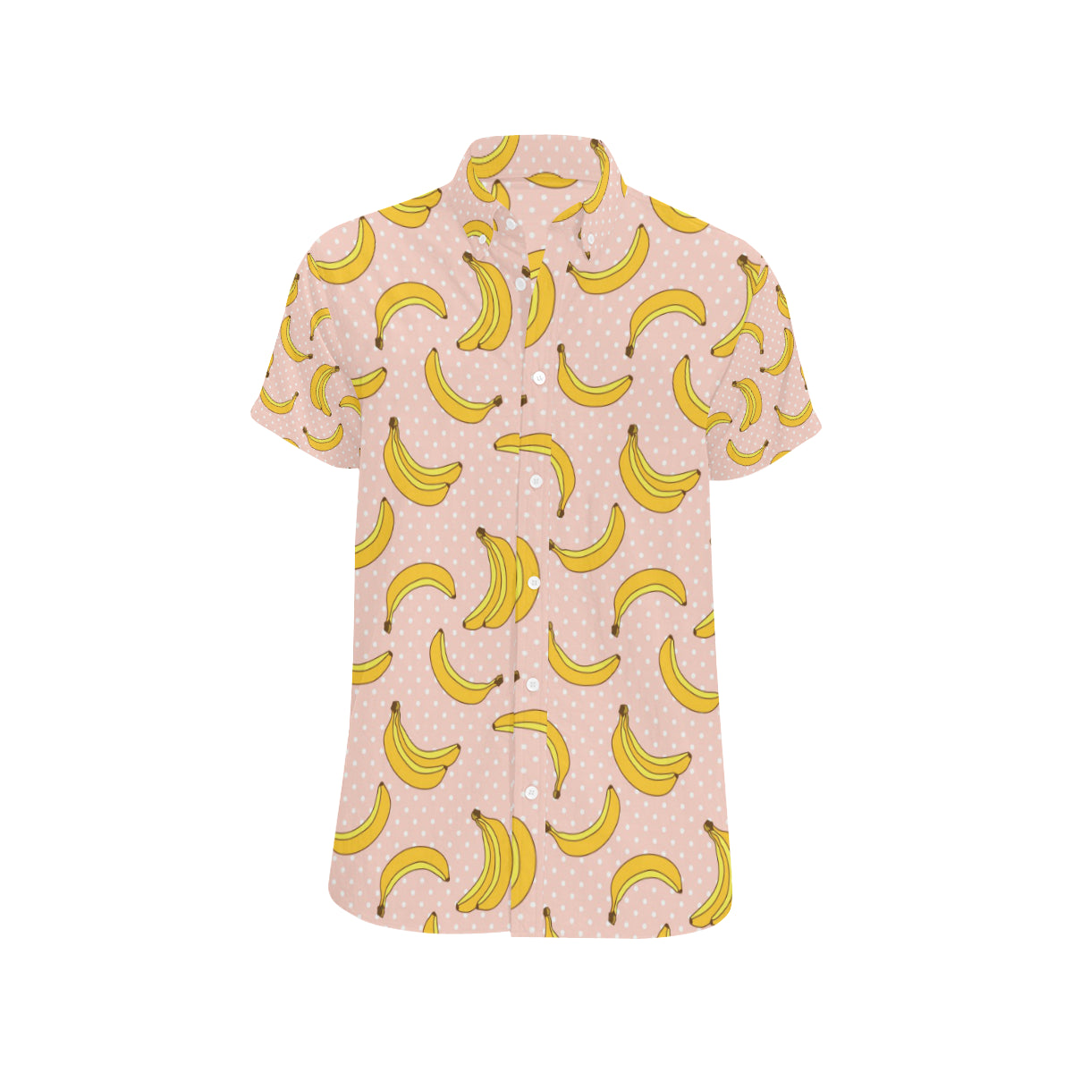 Banana Pattern Print Design BA06 Men's Short Sleeve Button Up Shirt