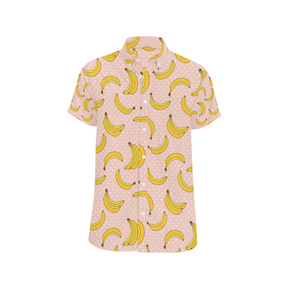 Banana Pattern Print Design BA06 Men's Short Sleeve Button Up Shirt