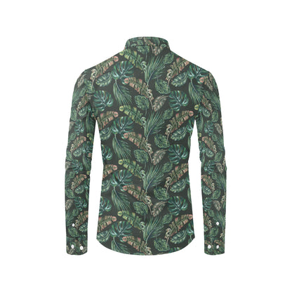 Banana Leaf Pattern Print Design 05 Men's Long Sleeve Shirt