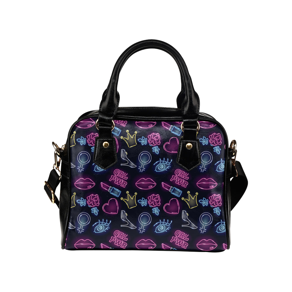 Lipstick Neon Pattern Print Design 02 Shoulder Handbag