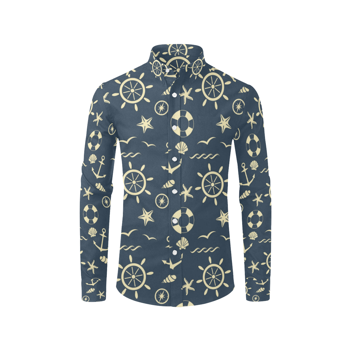 Nautical Pattern Print Design A01 Men's Long Sleeve Shirt