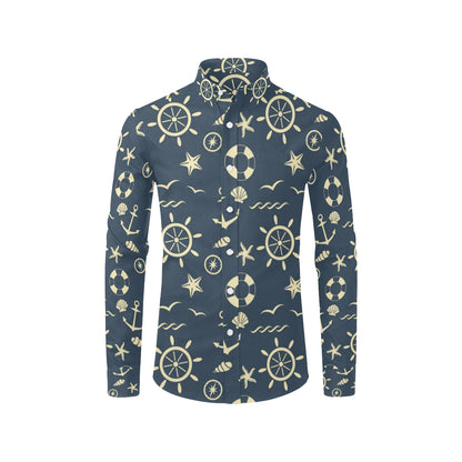Nautical Pattern Print Design A01 Men's Long Sleeve Shirt