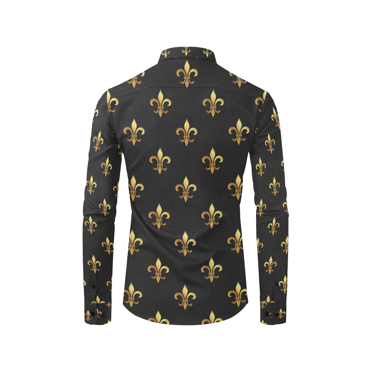 Fleur De Lis Gold Pattern Print Design 03 Men's Long Sleeve Shirt