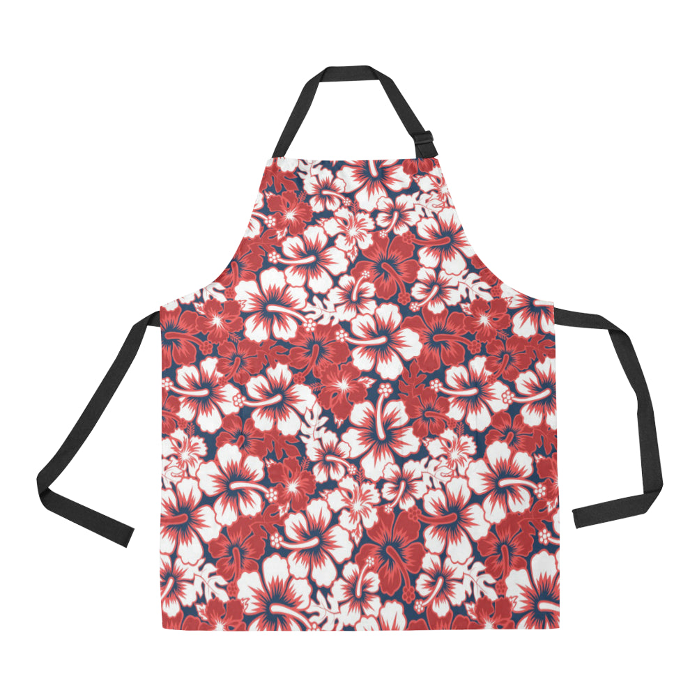 Red Hibiscus Pattern Print Design HB01 Apron with Pocket