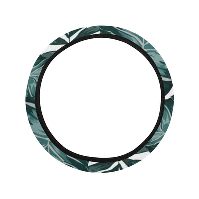 Tropical Palm Leaves Pattern Steering Wheel Cover with Elastic Edge