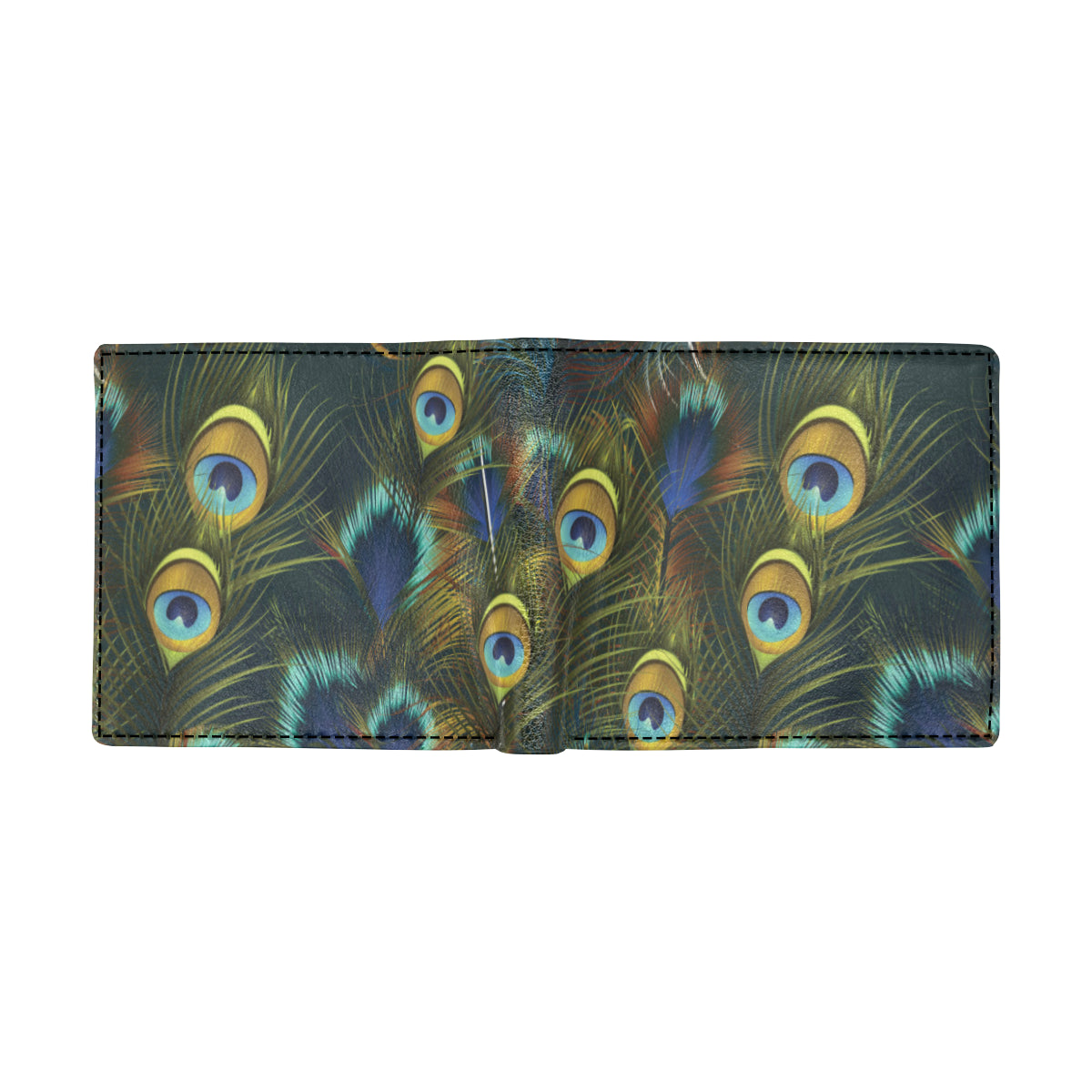Peacock Feather Pattern Print Design A03 Men's ID Card Wallet