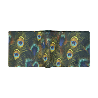 Peacock Feather Pattern Print Design A03 Men's ID Card Wallet