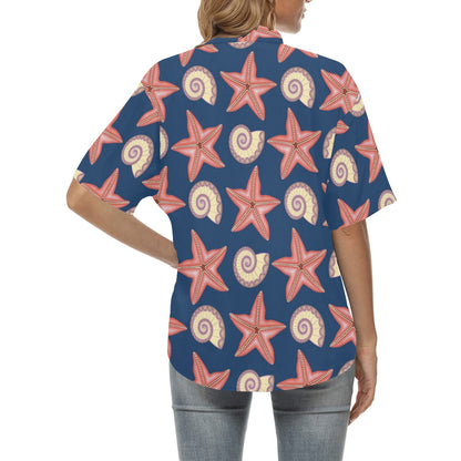 Starfish Pattern Print Design 03 Women's Hawaiian Shirt