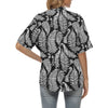 Fern Leave Black White Print Pattern Women's Hawaiian Shirt